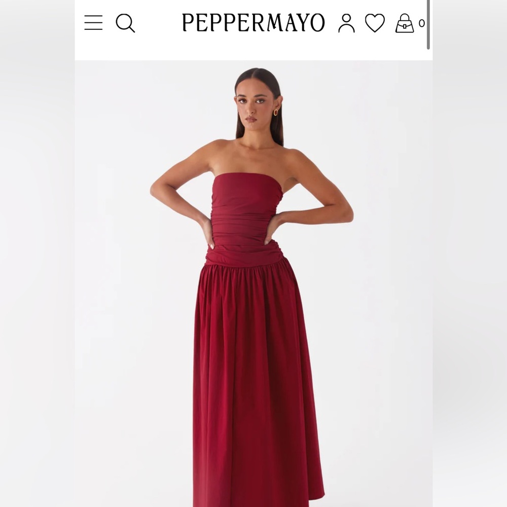 NWT Peppermayo Burgundy Strapless Maxi Dress size S